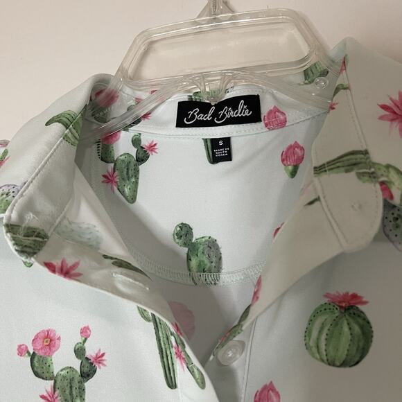 Bad Birdie Desert Hazard Short Sleeve golf Polo Shirt cactus print size small - Picture 6 of 7